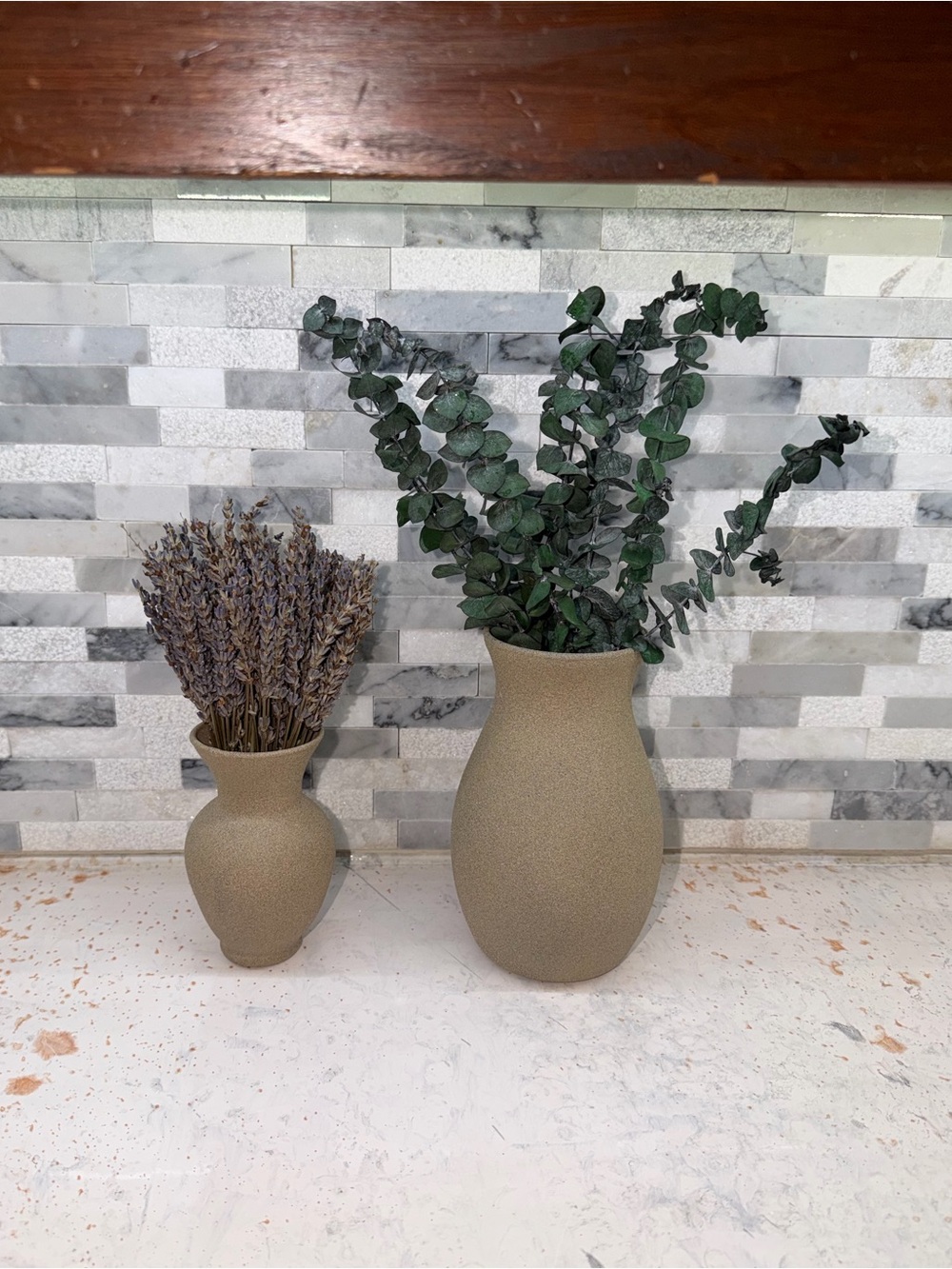 Sandstone Brown Decorative Glass Vases Set of 2